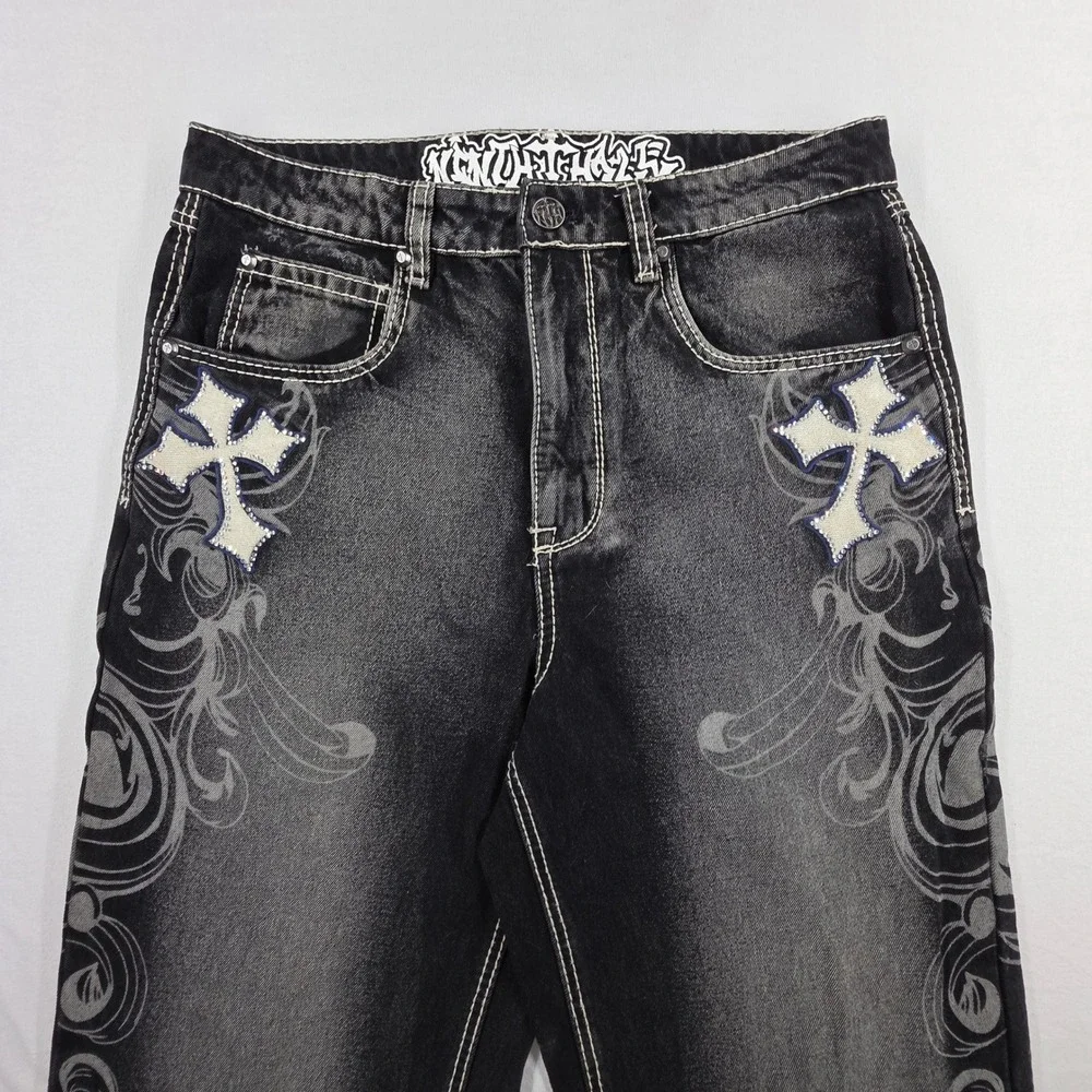 Xenon Thrasher Ambush 32 Mens Black Wash Cross Embroidered Baggy Y2K Jeans